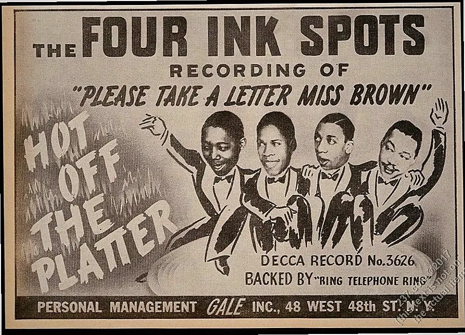 1941 Ink Spots photo Please Take A Letter Miss Brown record release trade ad 2