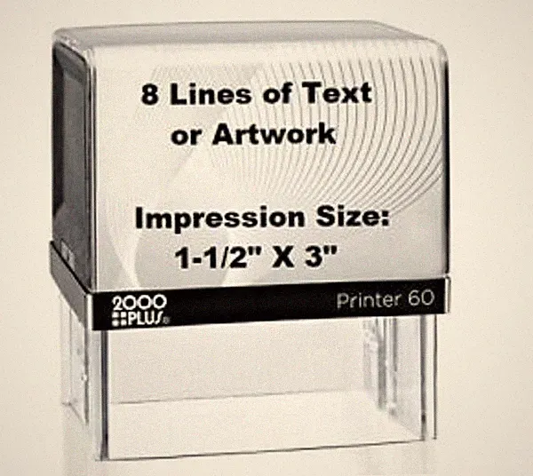 2000 + COLOP Printer 60 - Self-Inking Stamp - 8 Lines of Text - Size 1-1/2" X 3"