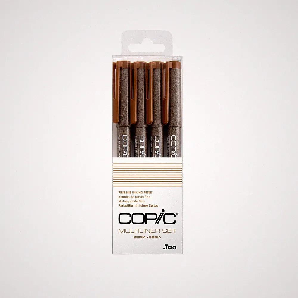 Multiliner Sepia Pigment Based Ink 4-Piece Set Markers Drawing Art Supplies