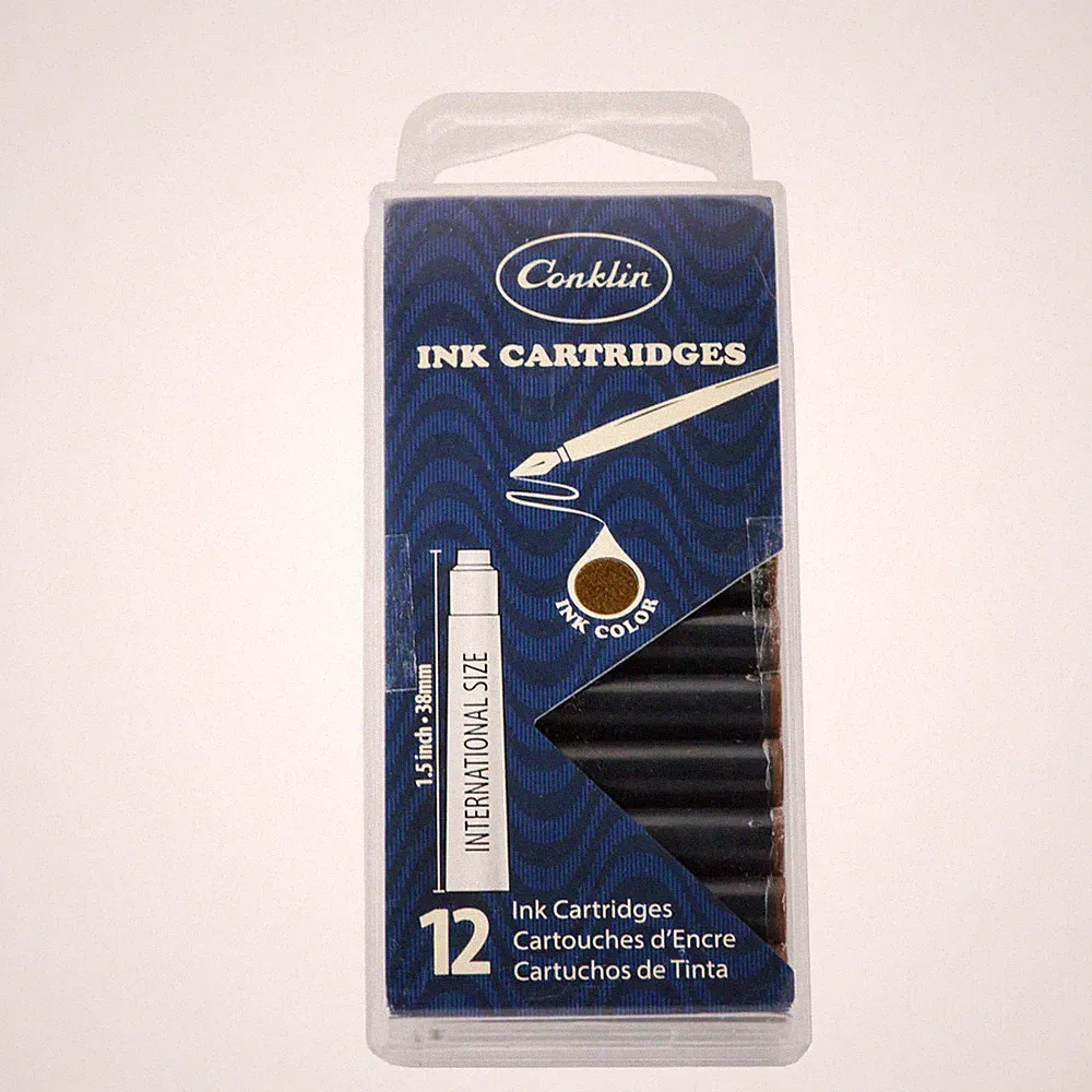Pk/12 Conklin Standard International Ink Cartridges, Brown